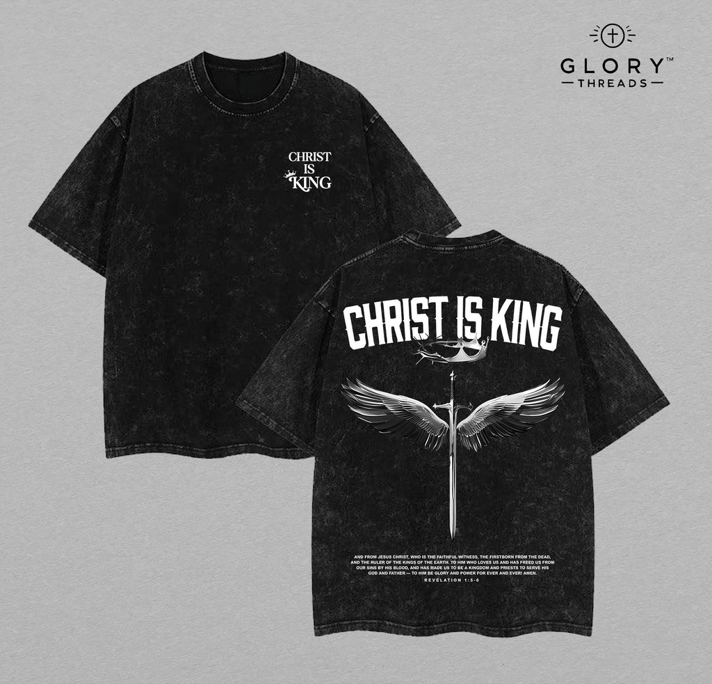 Christ Is King Washed Tee – Jesus Christian Faith Streetwear