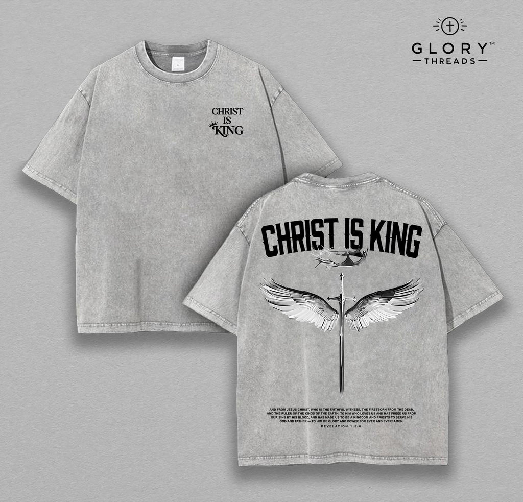 Christ Is King Washed Tee – Jesus Christian Faith Streetwear
