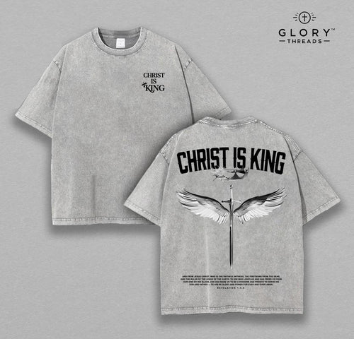 Christ Is King Washed Tee – Jesus Christian Faith Streetwear
