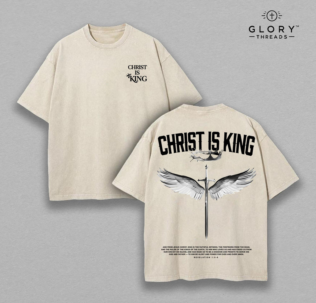 Christ Is King Washed Tee – Jesus Christian Faith Streetwear