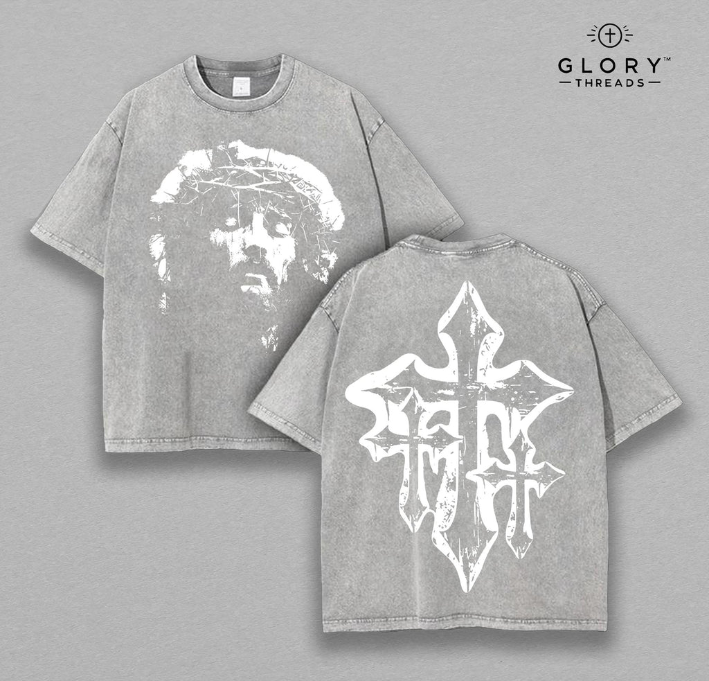 Jesus and Cross Washed Tee – Christian Easter Faith Streetwear
