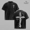 Thorn Cross Washed Tee – Gothic Christian Faith Streetwear Shirt