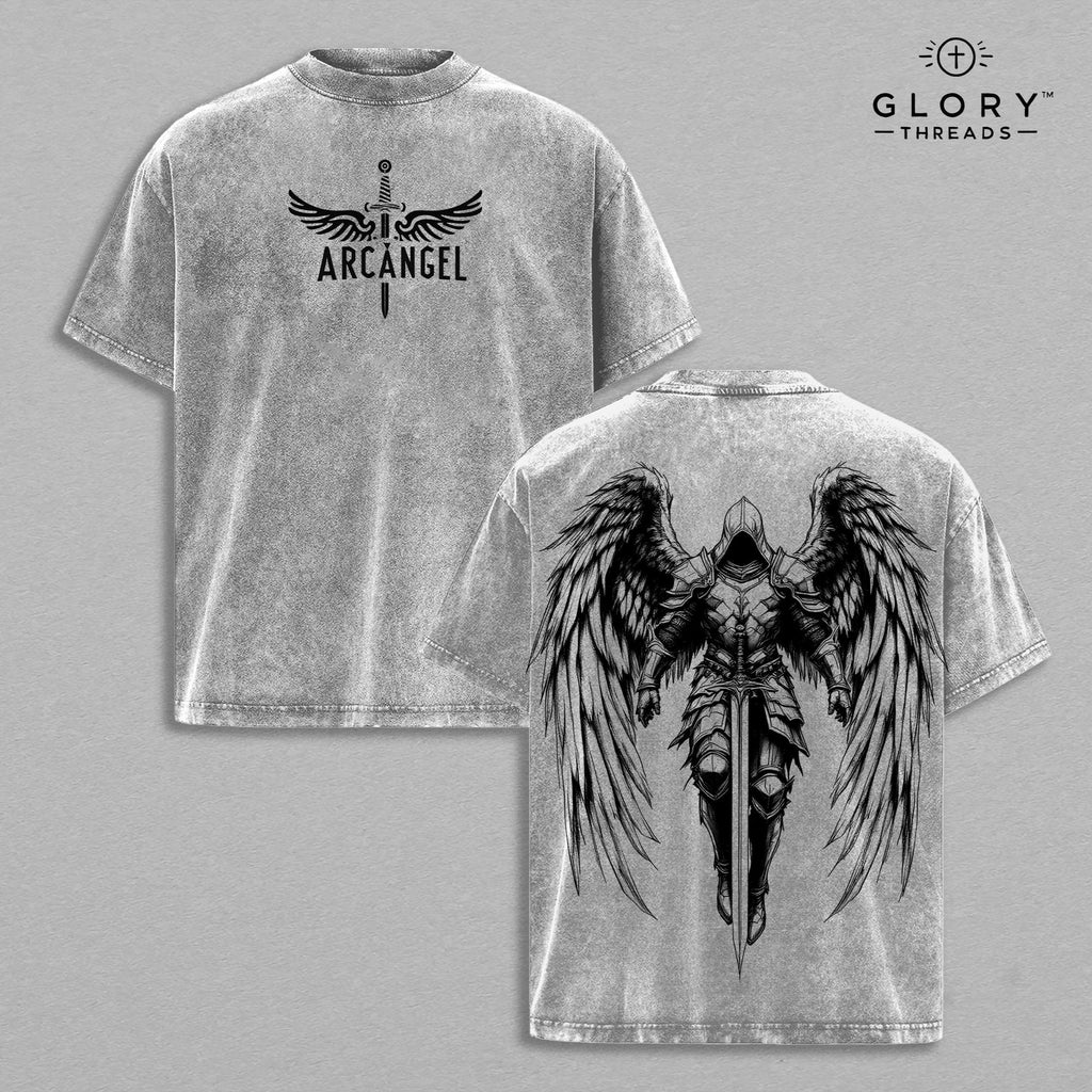 Archangel Saint Michael Washed Tee – Holy Warrior Christian Streetwear