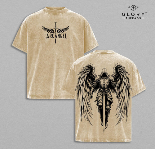 Archangel Saint Michael Washed Tee – Holy Warrior Christian Streetwear